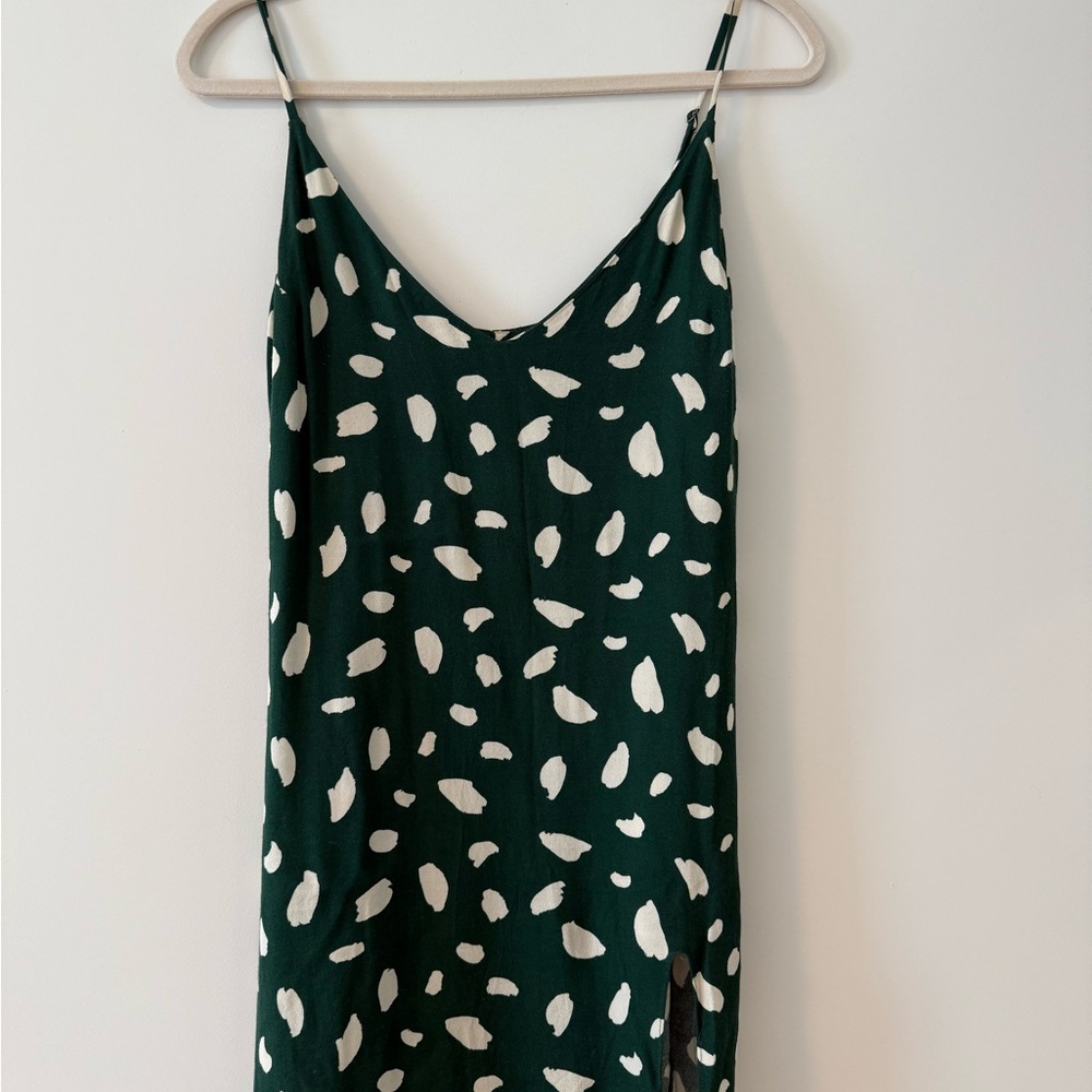 Reformation Green and White Patterned Slip Dress